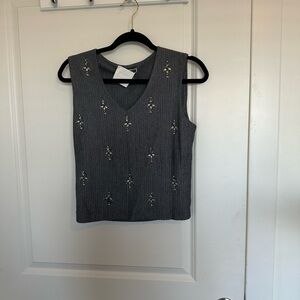 Chelsea28 Charcoal Embellished Tank Top